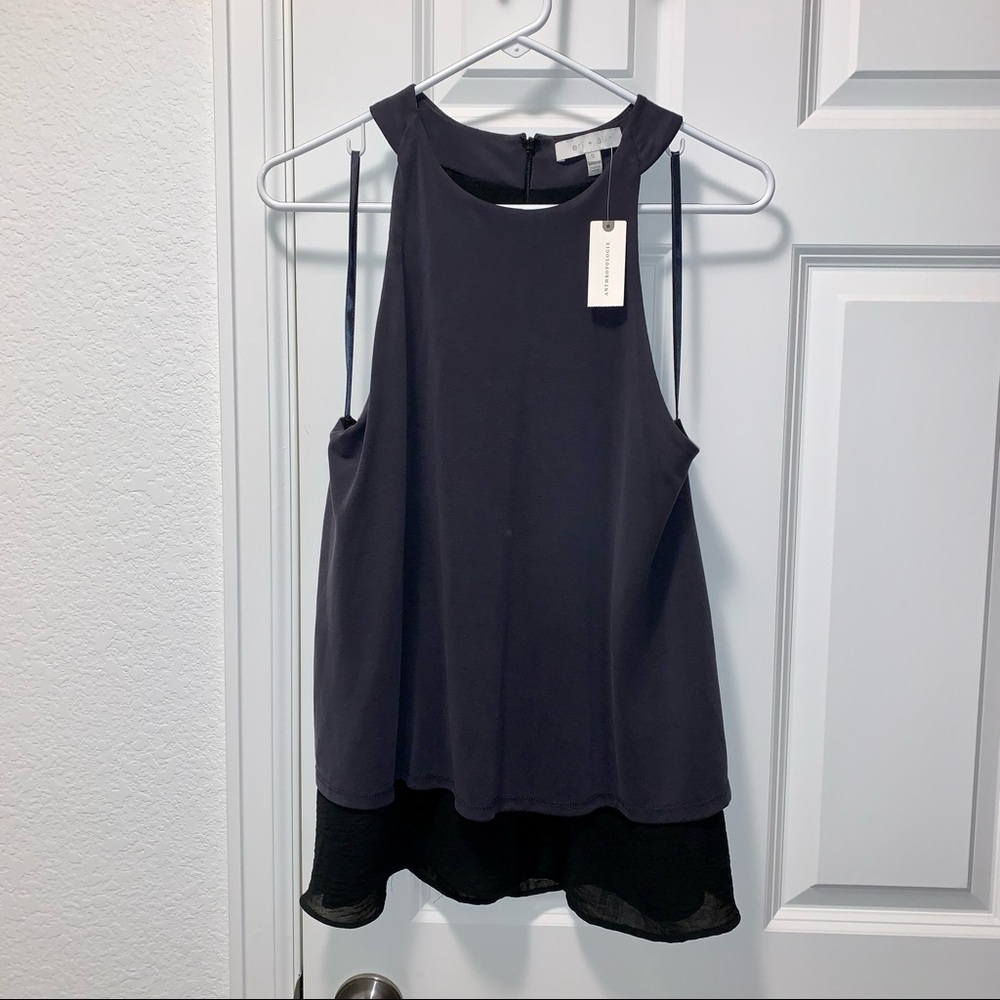 Black two textured sleeveless Anthropologie top  size small, NWT